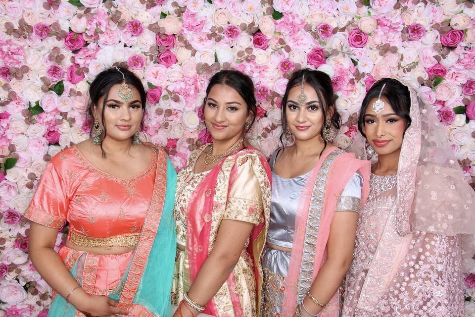 Flower wall at opulent wedding