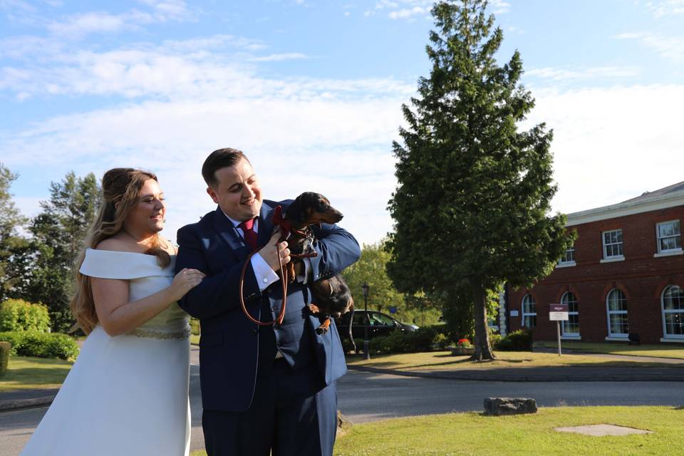 Happy couple with their dog