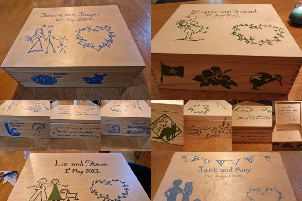 Hand painted memory boxes