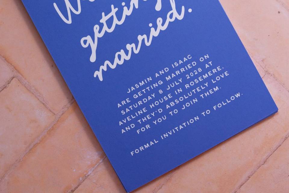 Cornflower blue save the date