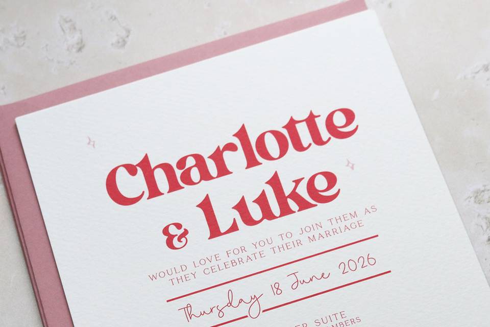 Hot pink wedding invite