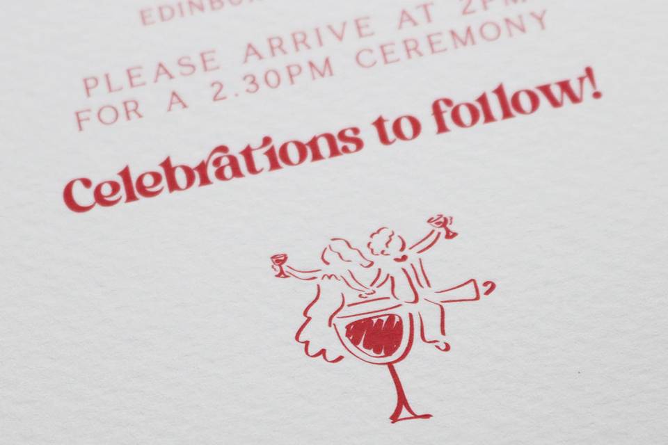Hot pink wedding illustration