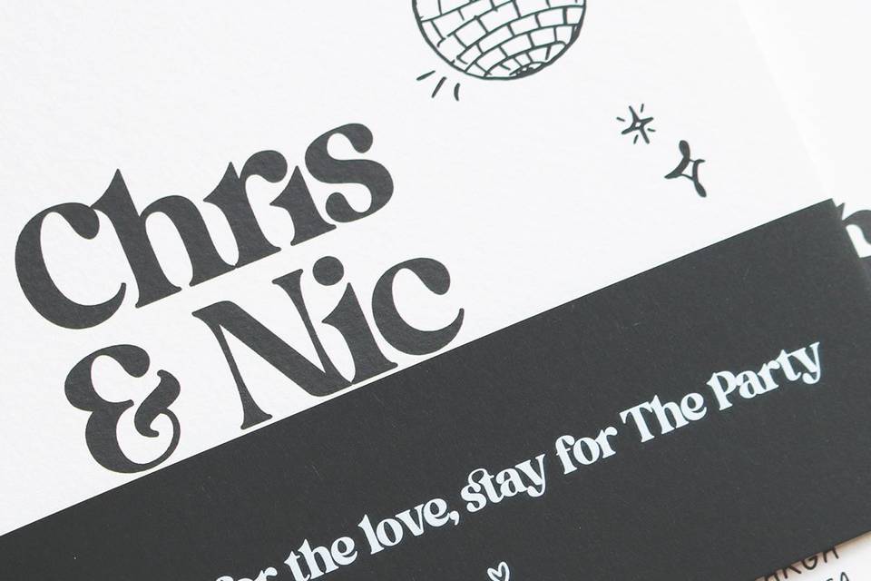 Monochrome whimsical invitatio