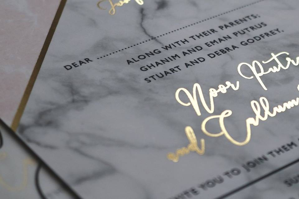 Gold Foil Marble Invitation