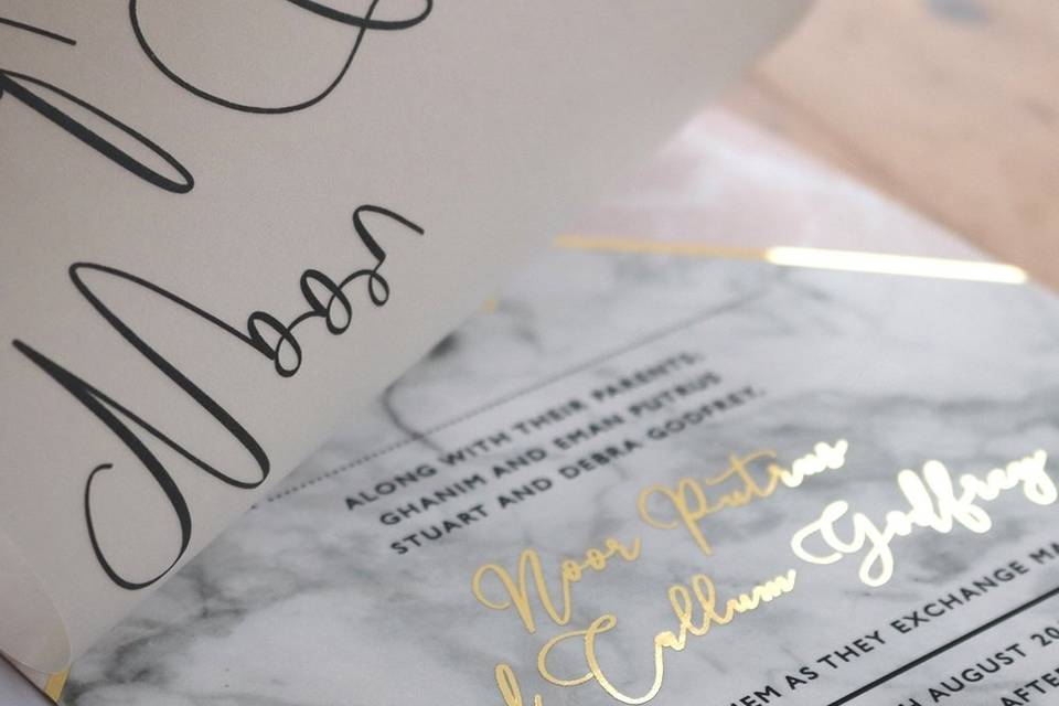 Gold Foil Marble Invitation