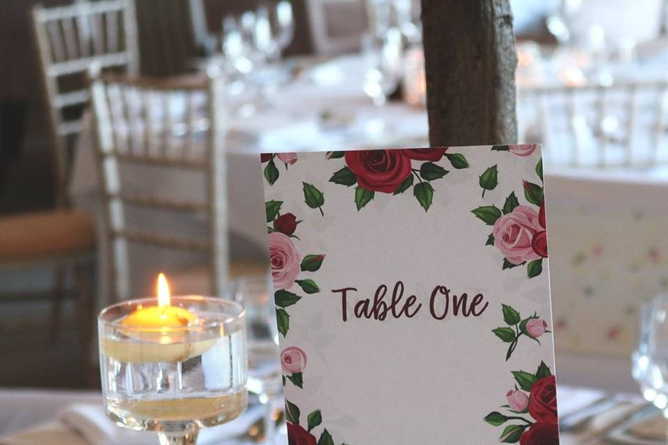 Burgundy Floral Table Name