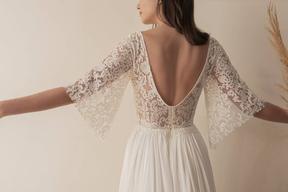 Low Back Boho Wedding Dress