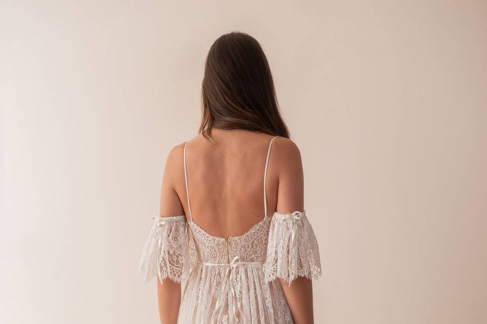 Off Shoulder Boho Wedding Gown