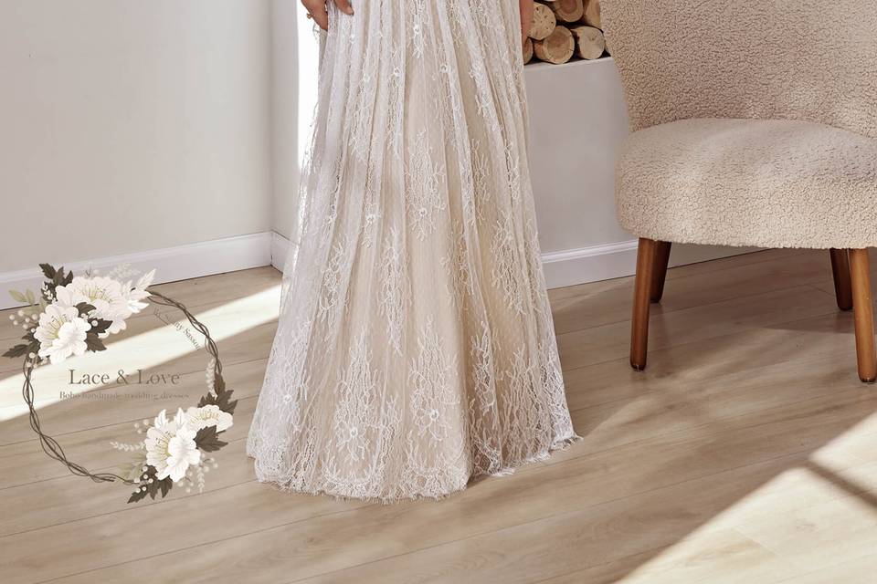 Boho Lace and Chiffon Gown