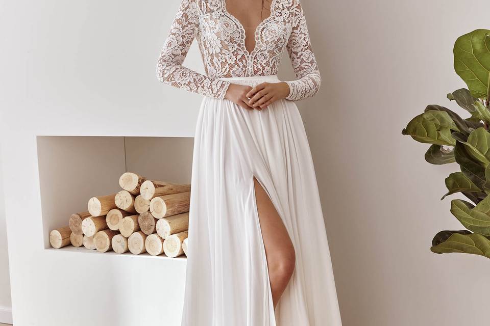 Boho High Slit Wedding Dress