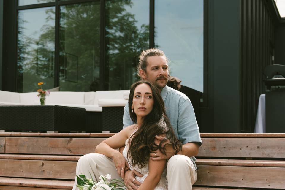Relaxed Bride in a Flowing Boh