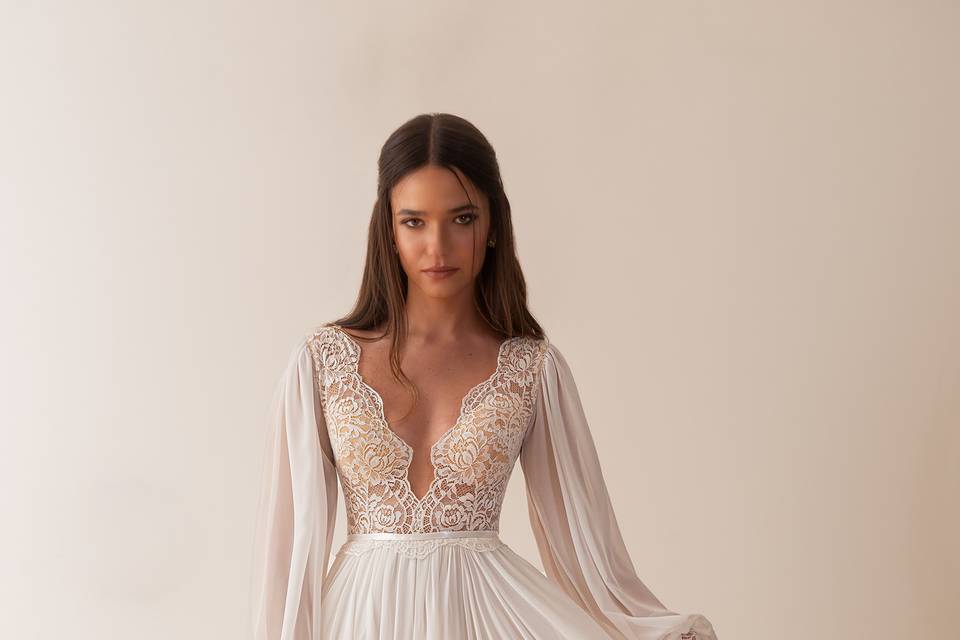 High Slit Lace Wedding Dress