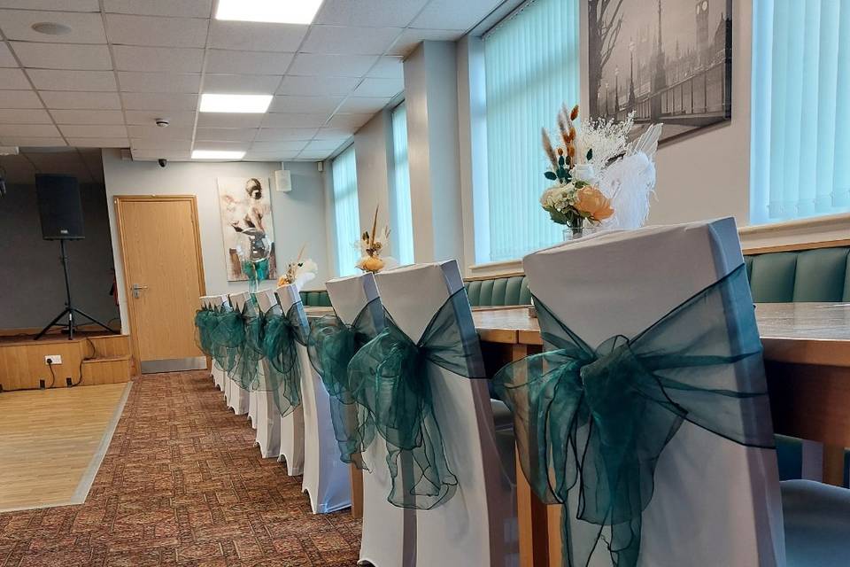 Chair covers with organza sash