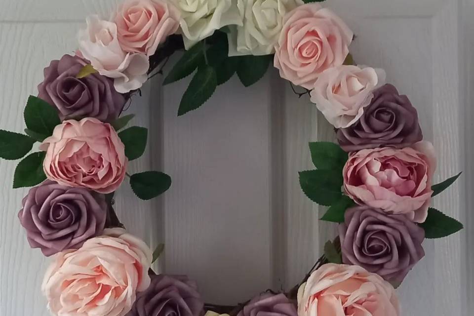 Silk and Foam rose wreath