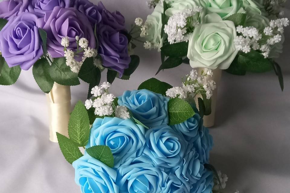 Rainbow bridesmaid bouquets