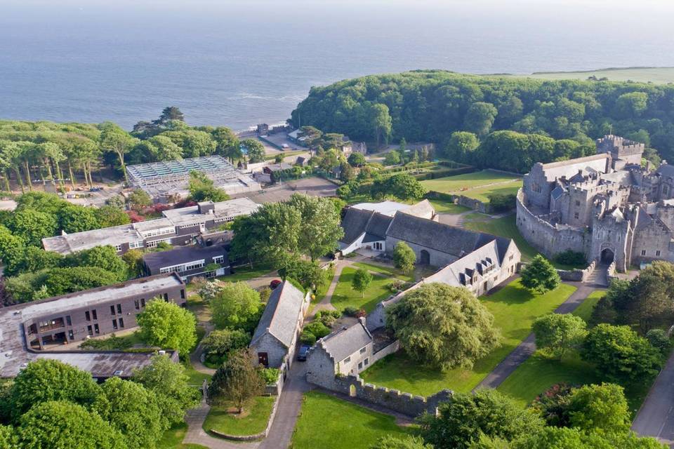 Aerial view of St Donat's Castle