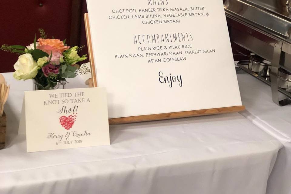 Bespoke Indian Wedding Menu