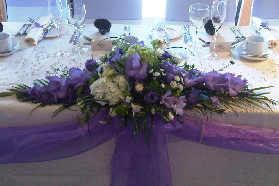 Purple top table flowers