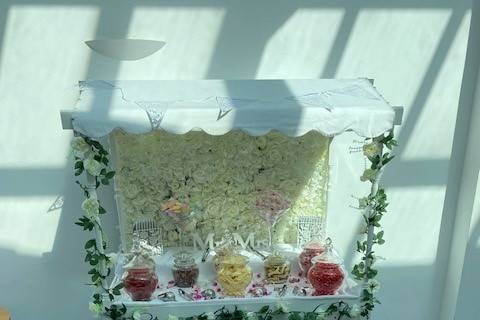 Sweet cart with white backdrop