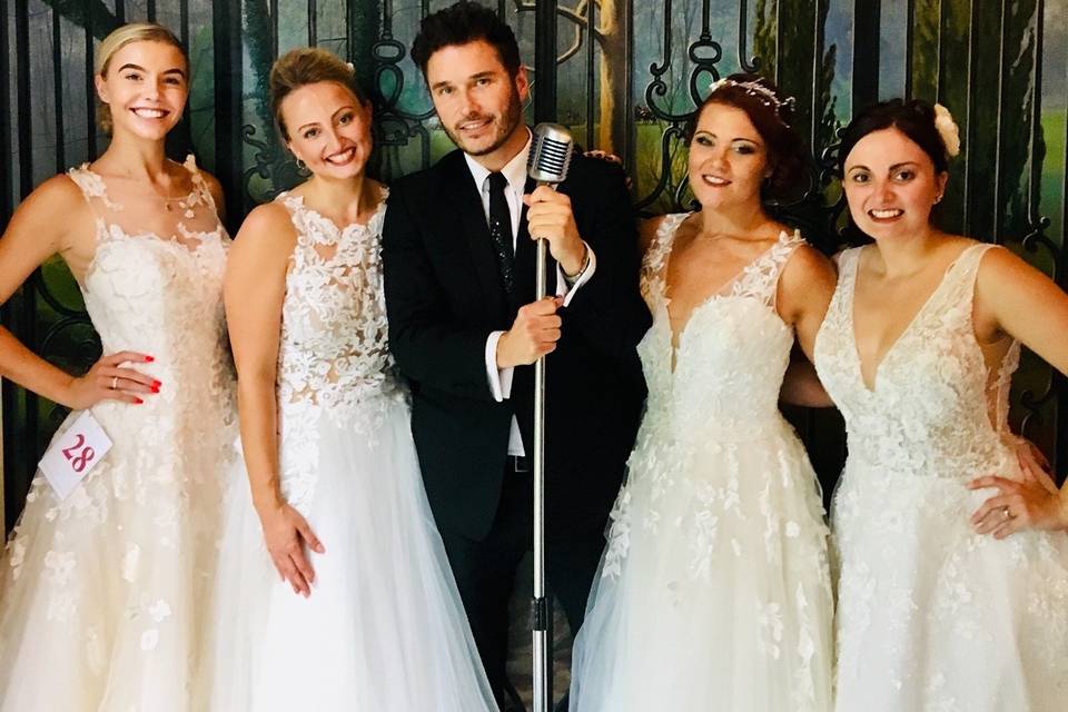 Wedding singer with microphone