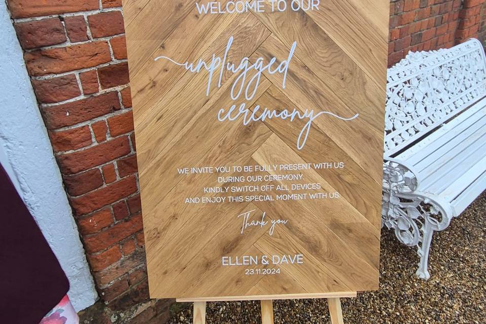 Unplugged ceremony sign