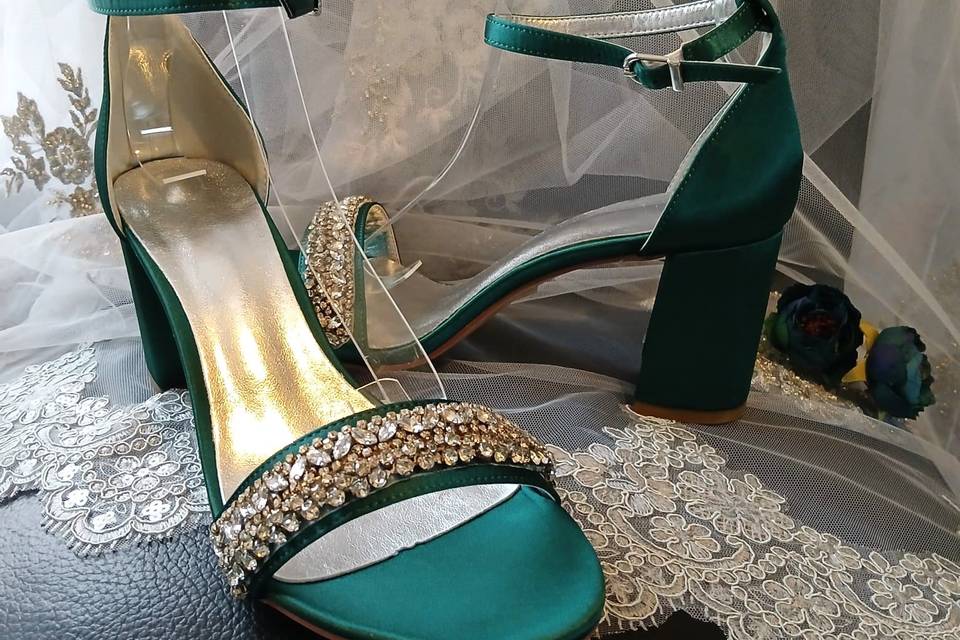 Green Block Heel Sandals