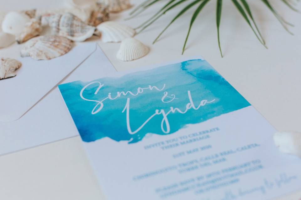 Beach-themed invitations