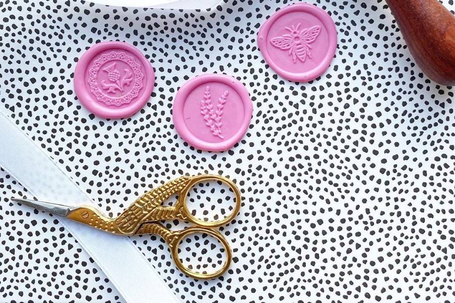 Bespoke wax seals in pink