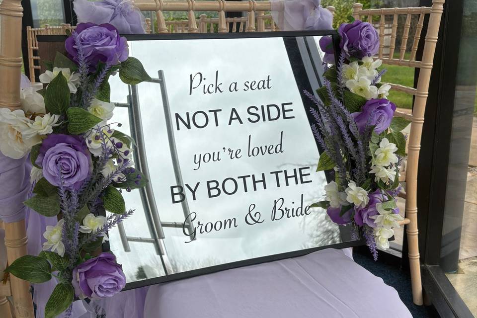 Sign for wedding