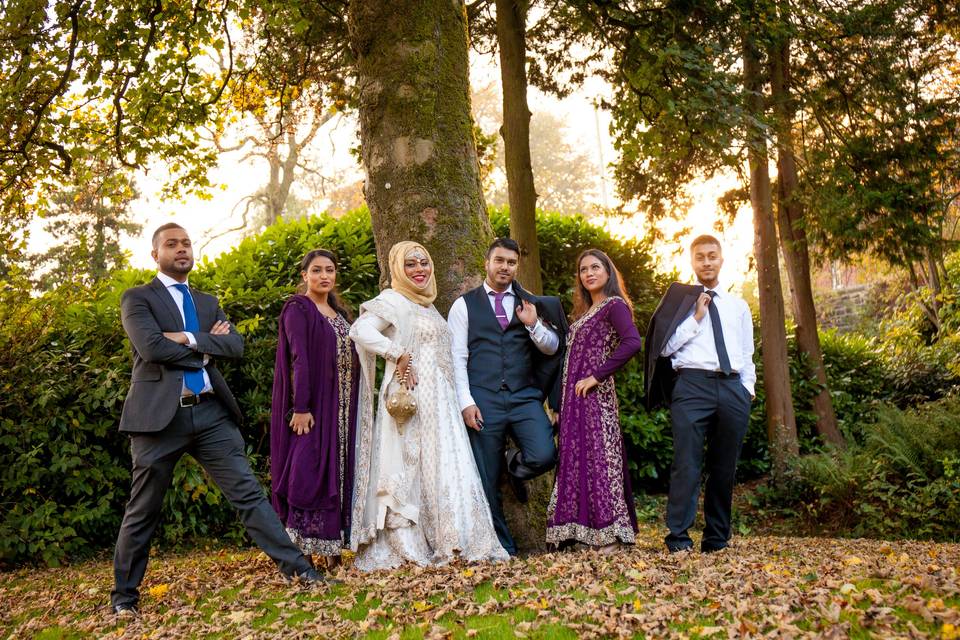 Asian wedding group shot