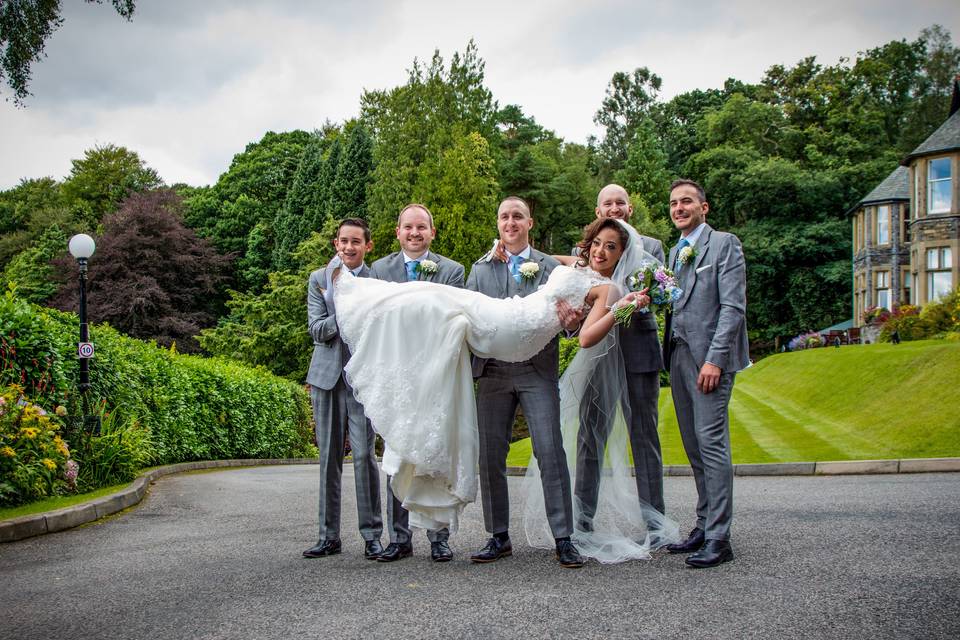 Bride and groomsman