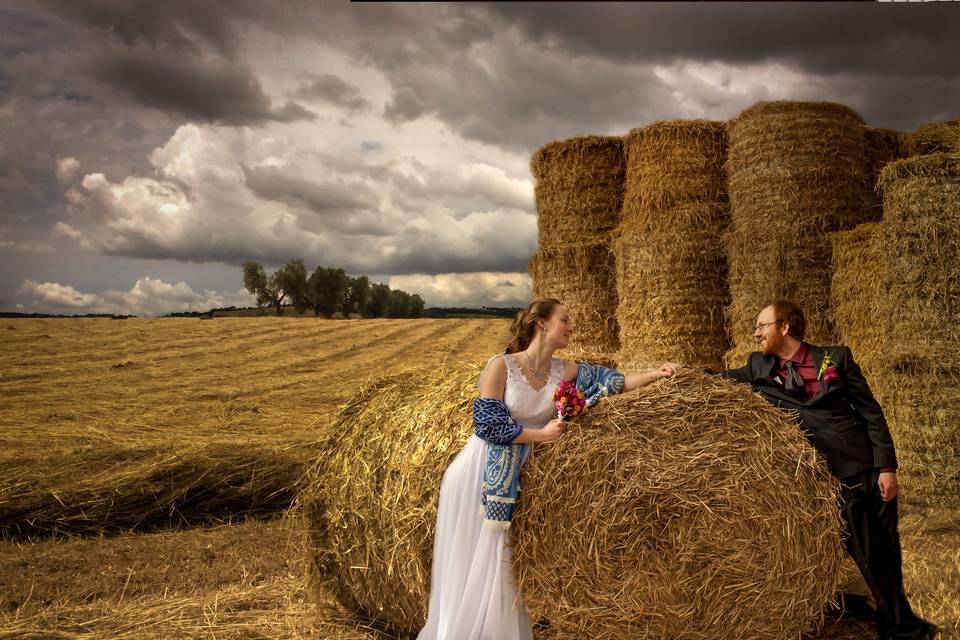 Bride and groomsman