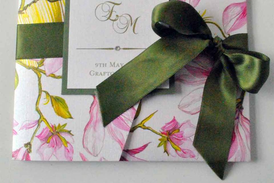 Floral pocketfold invitation