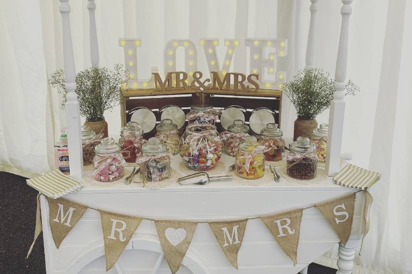 Rustic candy cart