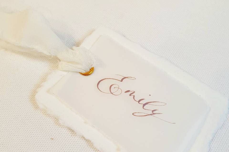 Place card with velum overlay