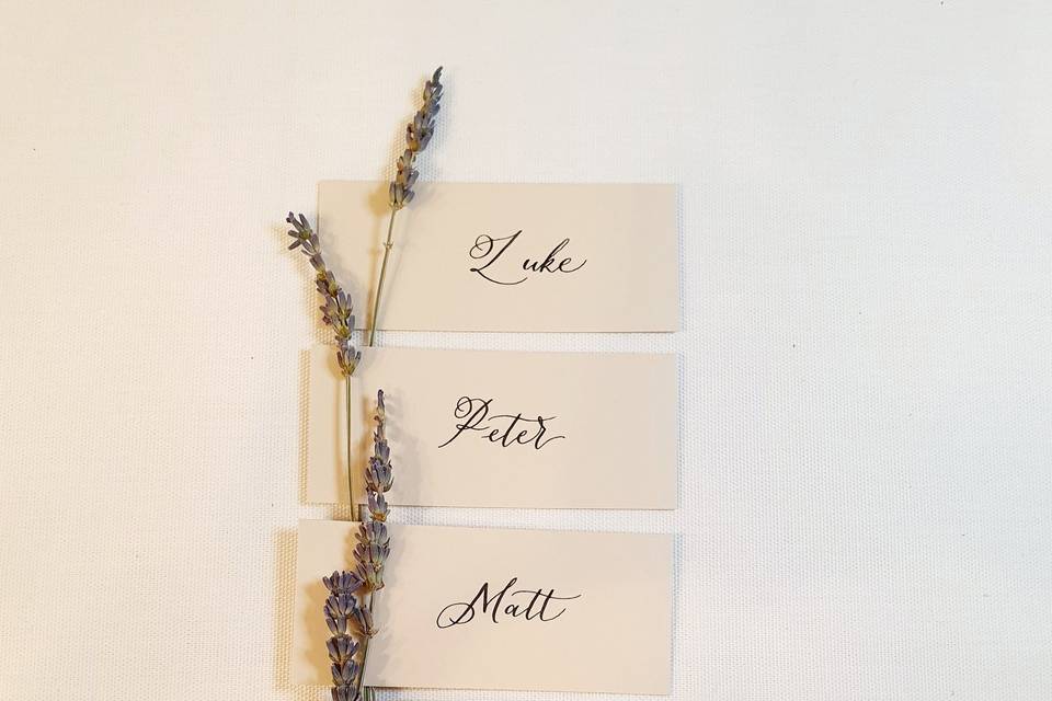 Place cards with lavender