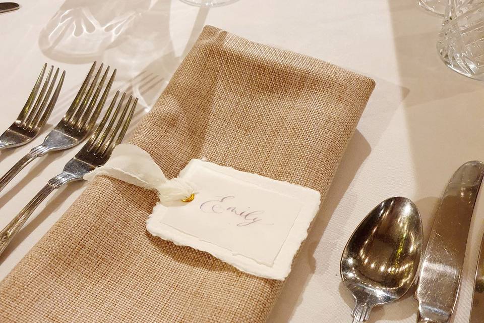 Handmade paper place card