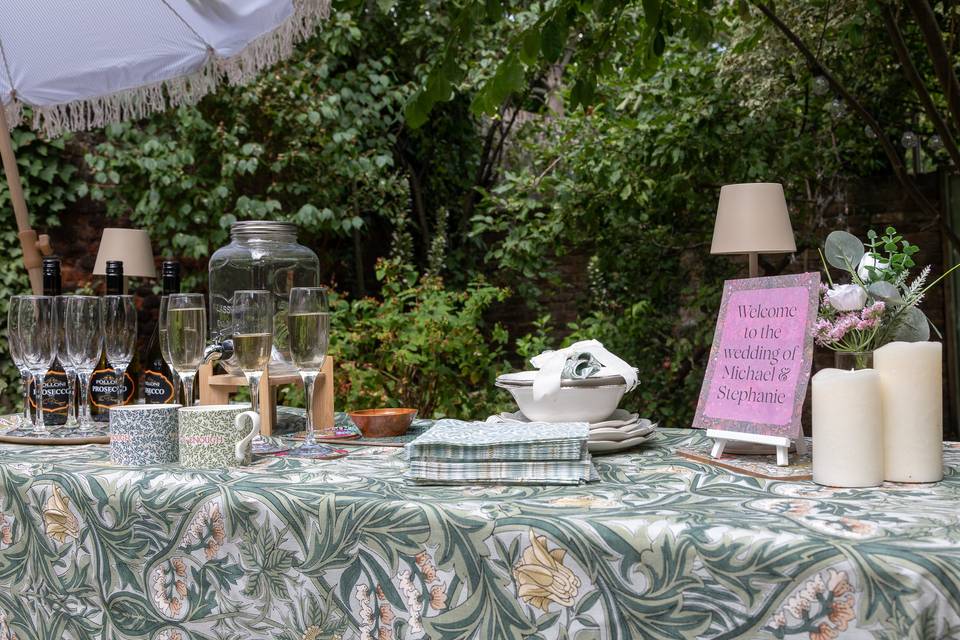 Drinks reception in the garden