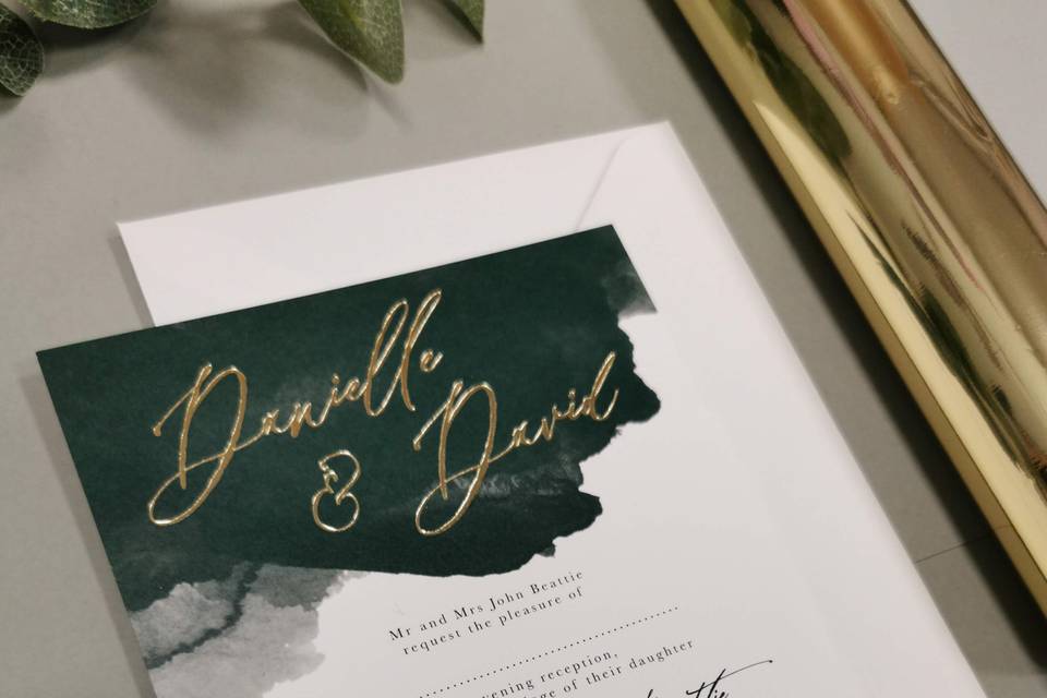 Green with Gold Foil