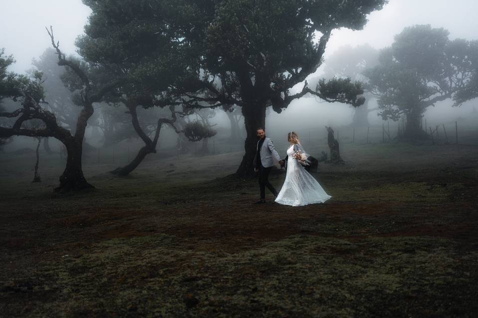 Lovers Walking in the Misty