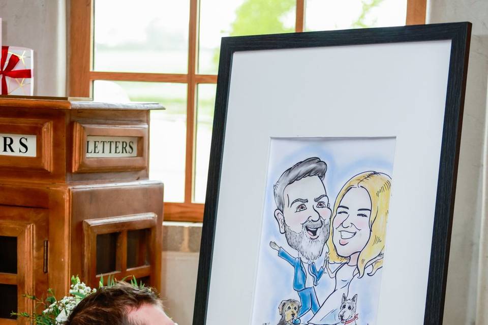 close up of caricature drawing process