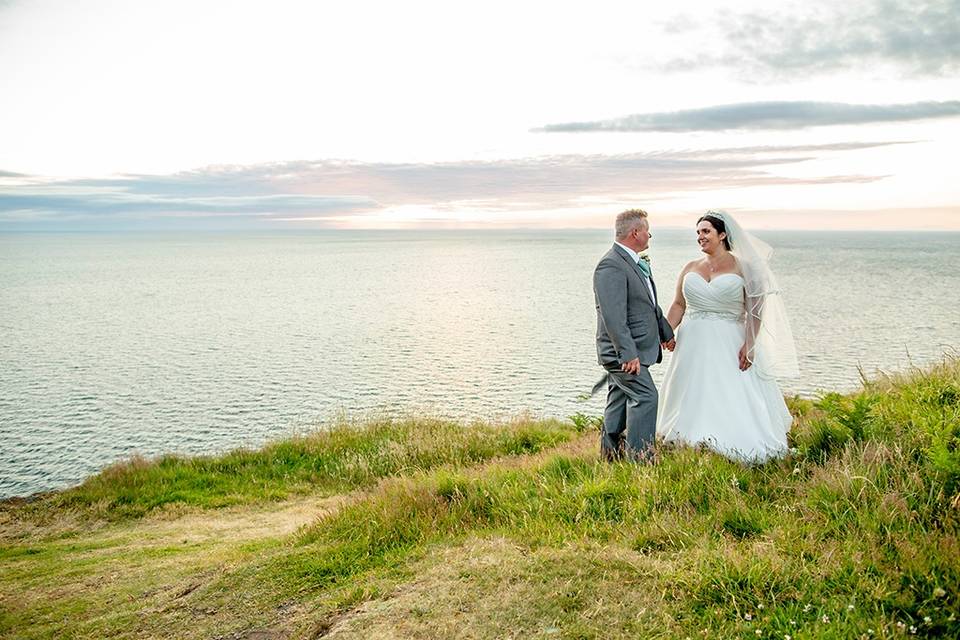 Bride and groom, Cardigan Bay