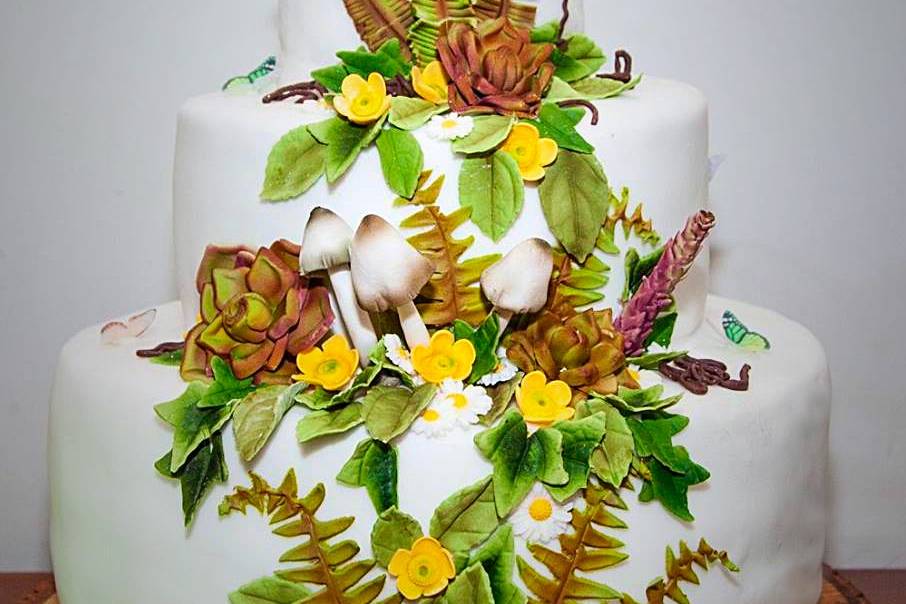 Rustic woodland wedding cake