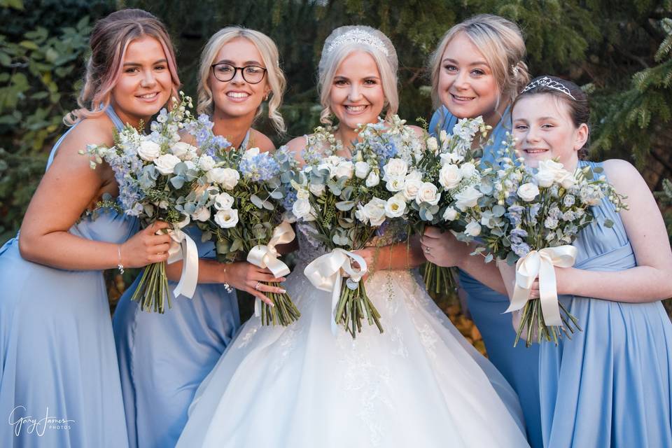 Bride and her bridesmaids