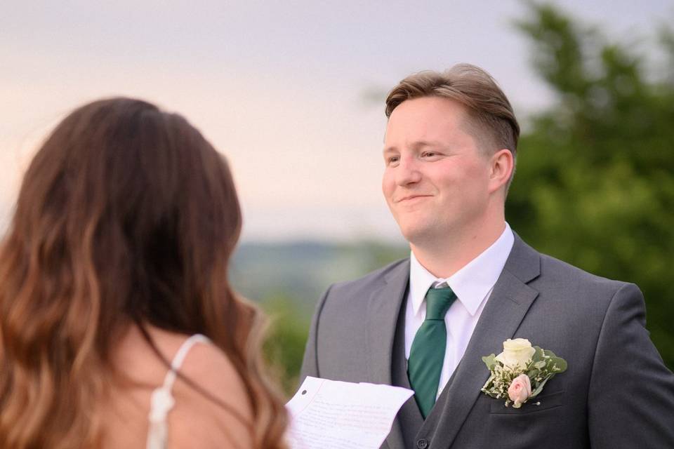 Reading vows at sunset