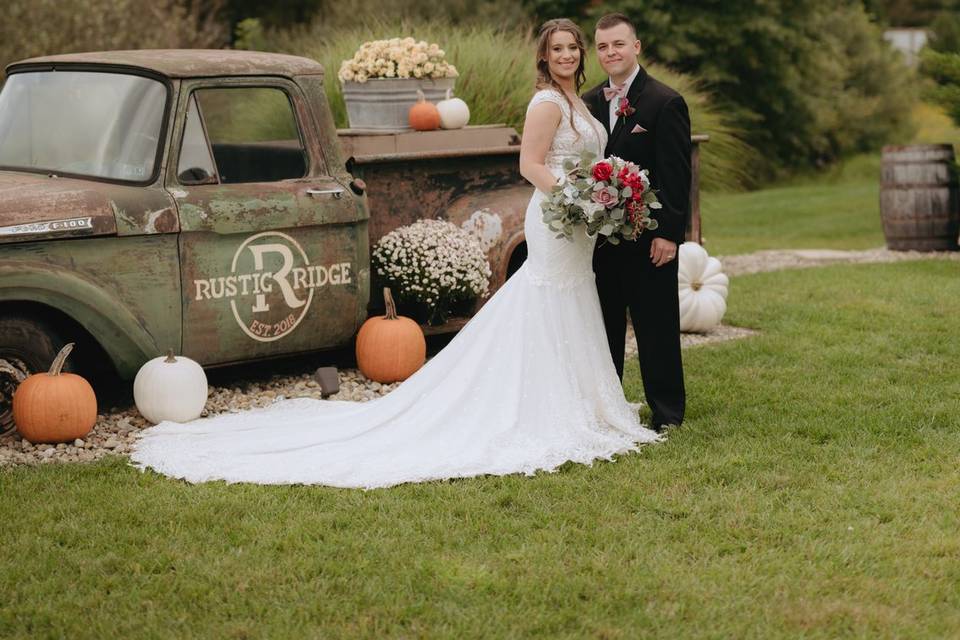 Bride and Groom Old truck