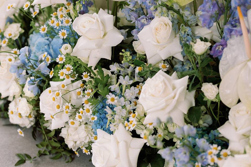 Blue and white wedding