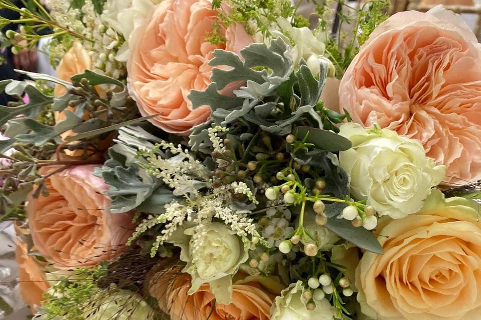 Peach and White Bridal Bouquet