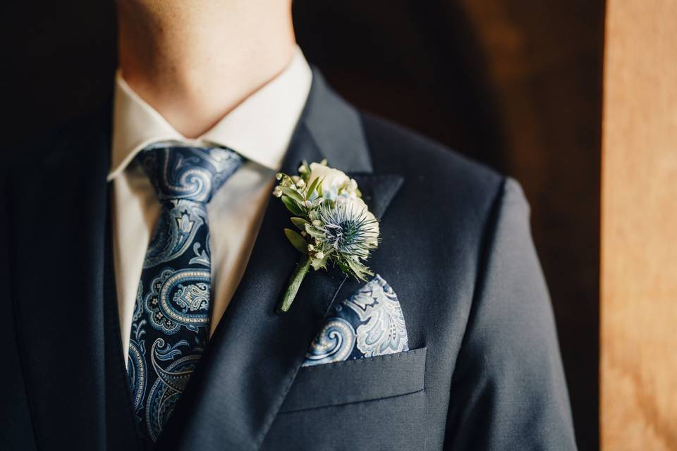 Rose and thistle buttonhole