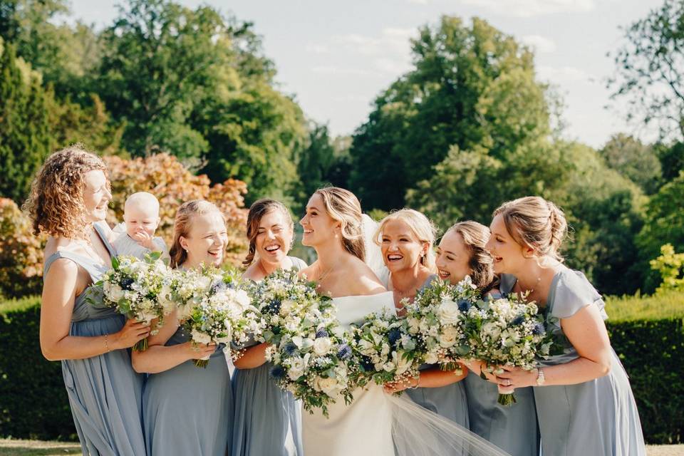 Bridesmaids in blue